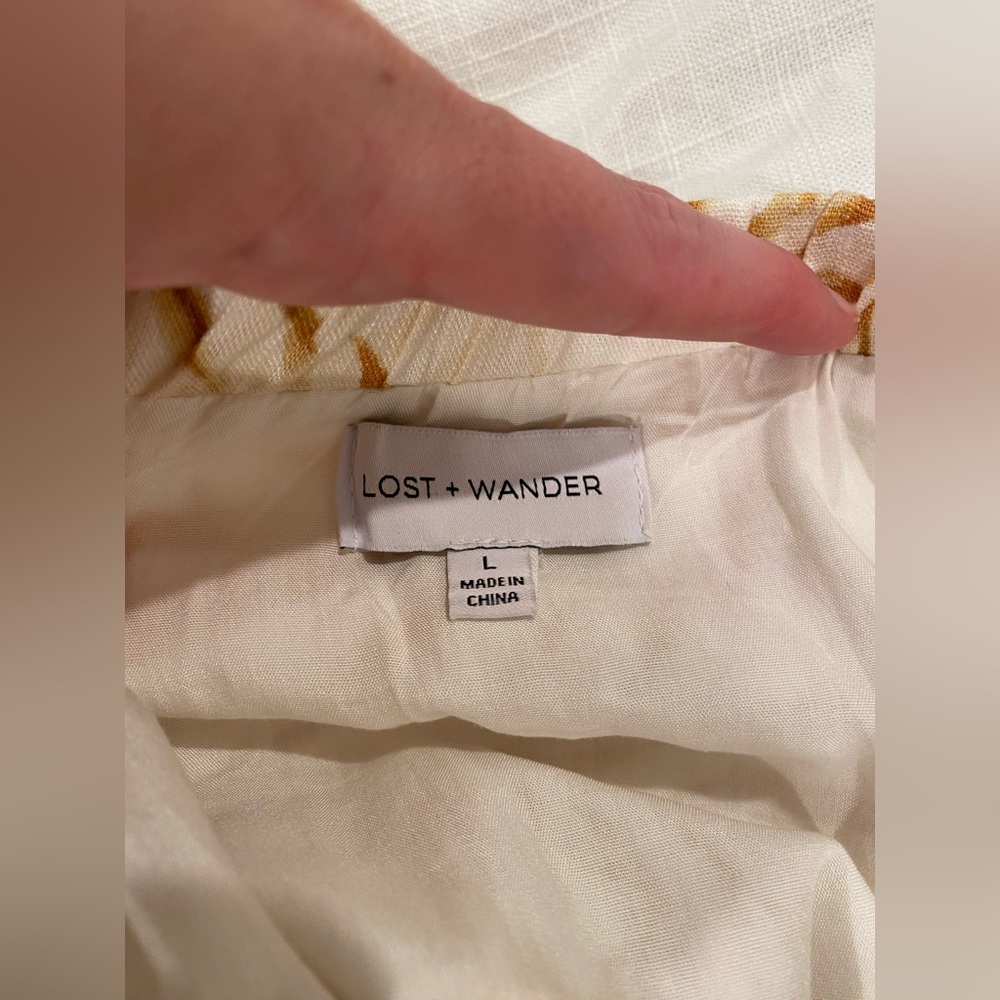 Lost & Wander Linen Blend Midi Skirt Tropical Print - Picture 7 of 14